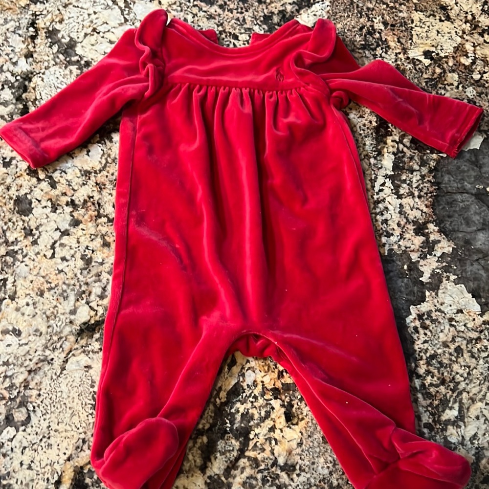Ralph Lauren 3 month red velvet onesie